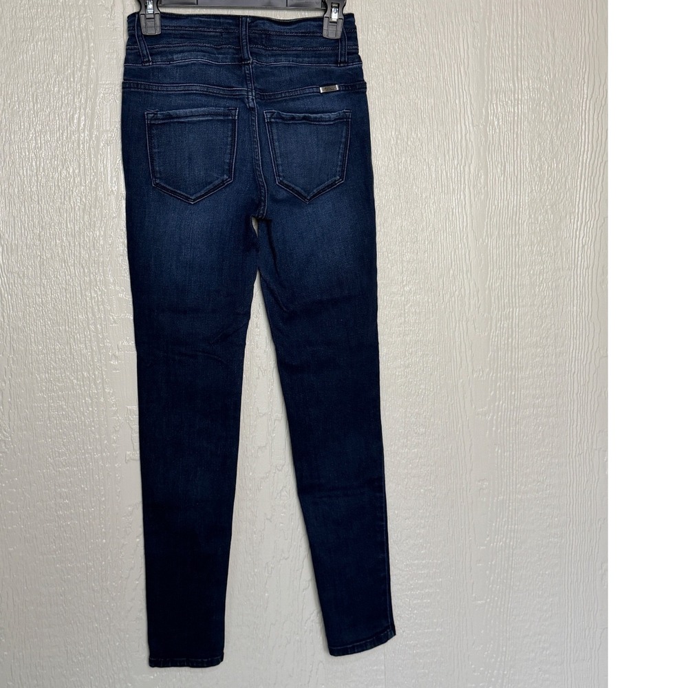 KanCan Womens High Rise Triple Button Skinny Jeans Dark Wash Denim Size 3/25 - Picture 2 of 8